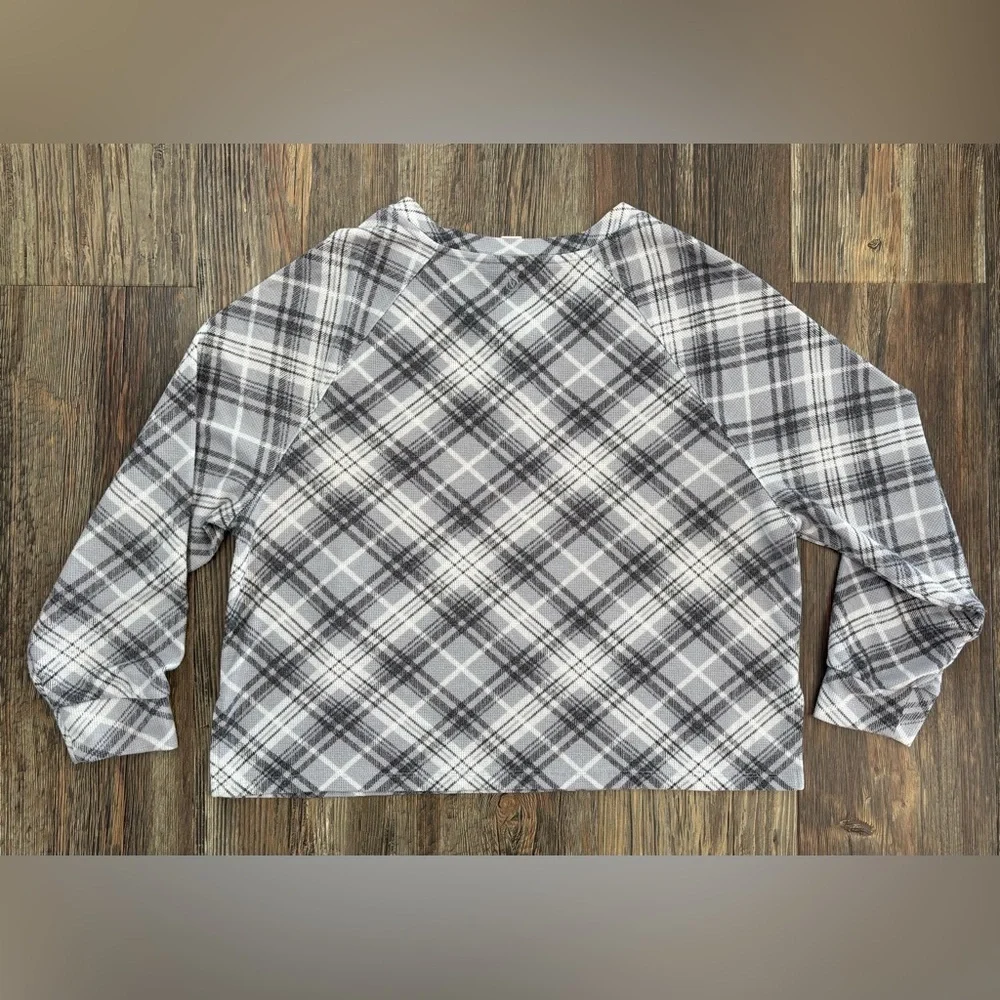 Victoria’s Secret Glow Waffle Henley Jogger Pajama Set Size Medium Gray Plaid - Picture 3 of 12